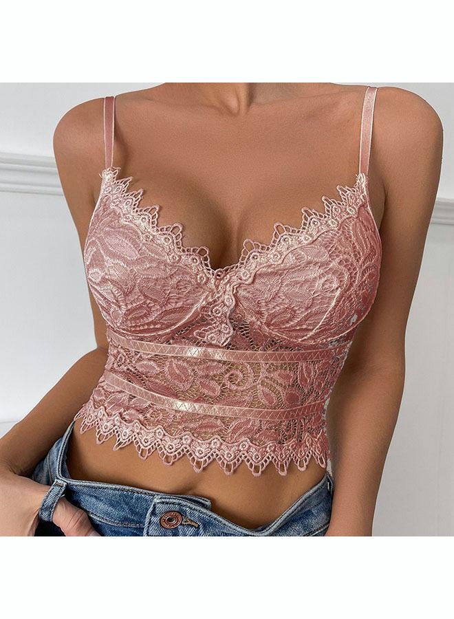 NIBEMINENT Women's Lace Bra Vest Removable Sponge Pad No Steel Ring V Neck Basic Short - Image 3