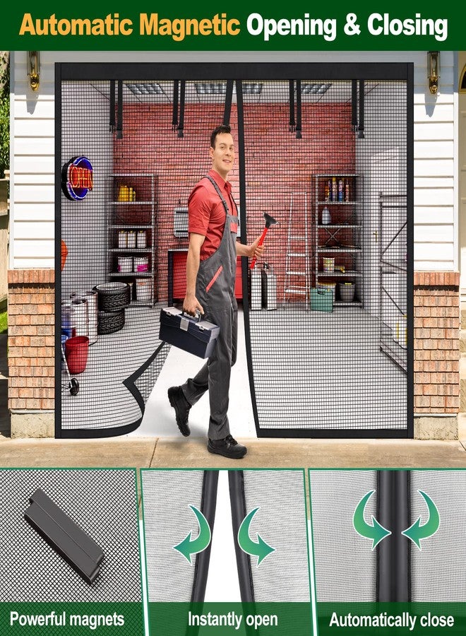 UUP Garage Door Screen for 1 Car Garage, Heavy Duty (8 x 7) Magnetic Screen Door Durable Fiberglass Screen Mesh with Stronger Magnets Auto Close, Fresh Air in - Kid and Pet Safe, Easy Install, All Season - Image 3