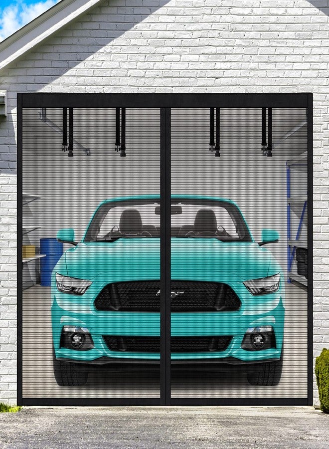 UUP Garage Door Screen for 1 Car Garage, Heavy Duty (8 x 7) Magnetic Screen Door Durable Fiberglass Screen Mesh with Stronger Magnets Auto Close, Fresh Air in - Kid and Pet Safe, Easy Install, All Season - Image 1