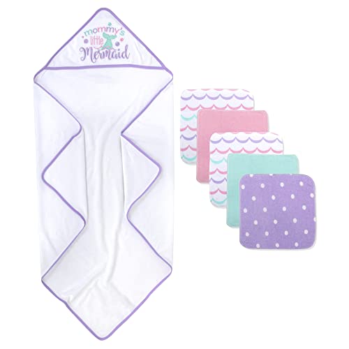 Baby Essentials Baby Hooded Towel and Washcloth Set for Infants, Boys and Girls 6-12 Months (Mommy's Mermaid) - Image 4