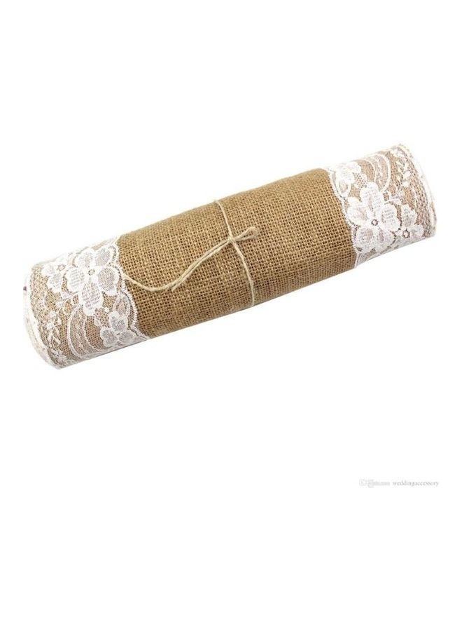 Lace Details Table Runner Brown/White 30x180cm - Image 3
