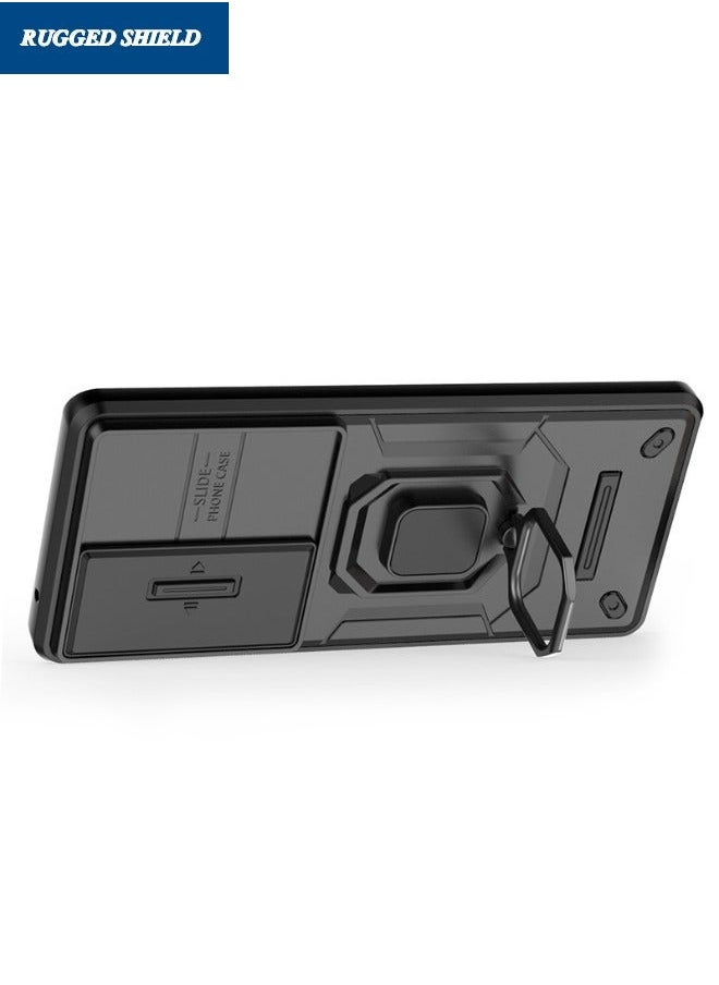 TEAM LUXURY - VIVO V30 5G Case, Vivo V30 Case with Slide Camera Cover, Military Grade Heavy Duty Shockproof Phone Case Cover with Kickstand for VIVO V30 5G, Black - Image 1