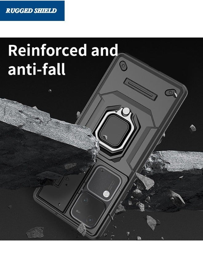 TEAM LUXURY - VIVO V30 5G Case, Vivo V30 Case with Slide Camera Cover, Military Grade Heavy Duty Shockproof Phone Case Cover with Kickstand for VIVO V30 5G, Black - Image 1