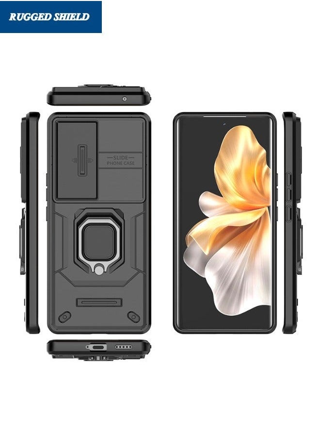 TEAM LUXURY - VIVO V30 5G Case, Vivo V30 Case with Slide Camera Cover, Military Grade Heavy Duty Shockproof Phone Case Cover with Kickstand for VIVO V30 5G, Black - Image 1