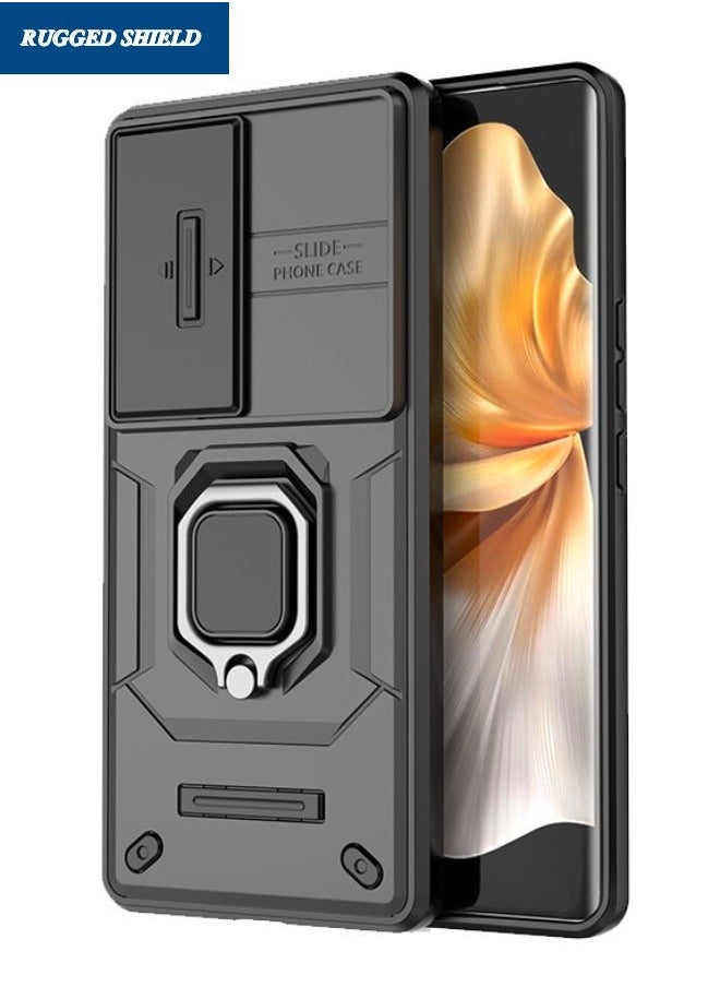 TEAM LUXURY - VIVO V30 5G Case, Vivo V30 Case with Slide Camera Cover, Military Grade Heavy Duty Shockproof Phone Case Cover with Kickstand for VIVO V30 5G, Black - Image 1