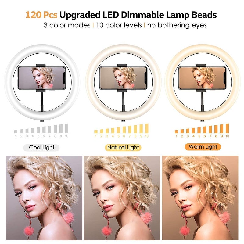 DDLC Ring Light 12" with Tripod 5m Collar mic Stand for Video Shooting Professional Studio Light with Tripod Photography Halo YouTube ringlight kit for YouTube Instagram Accessories (12inch mic) - Image 4