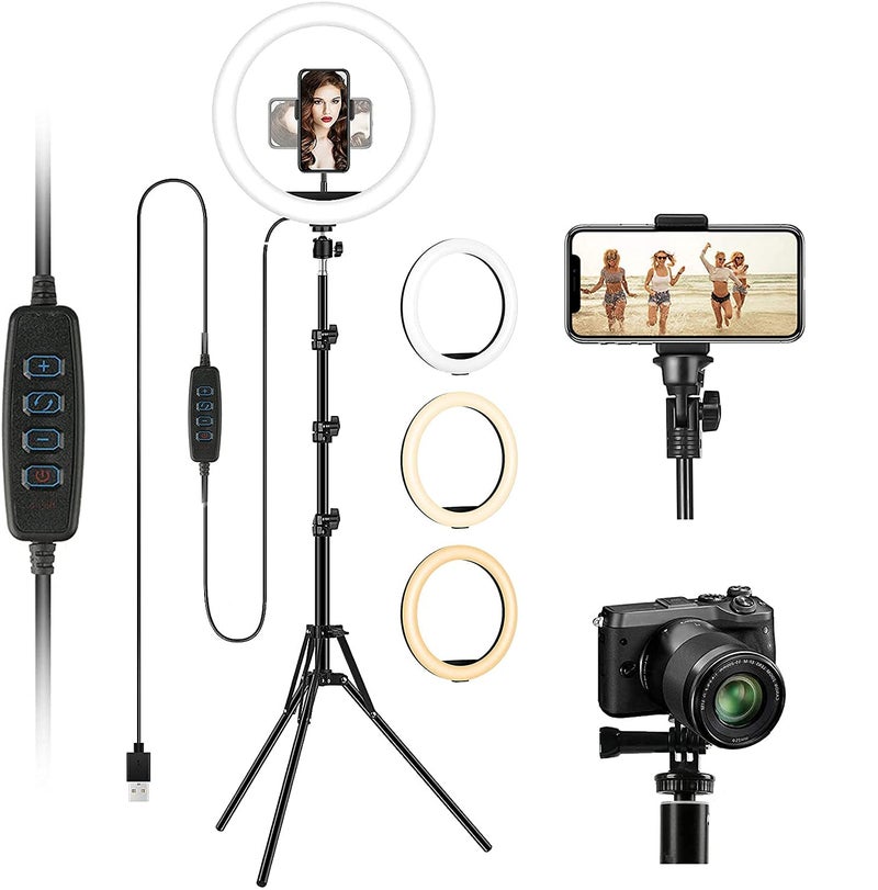 DDLC Ring Light 12" with Tripod 5m Collar mic Stand for Video Shooting Professional Studio Light with Tripod Photography Halo YouTube ringlight kit for YouTube Instagram Accessories (12inch mic) - Image 5