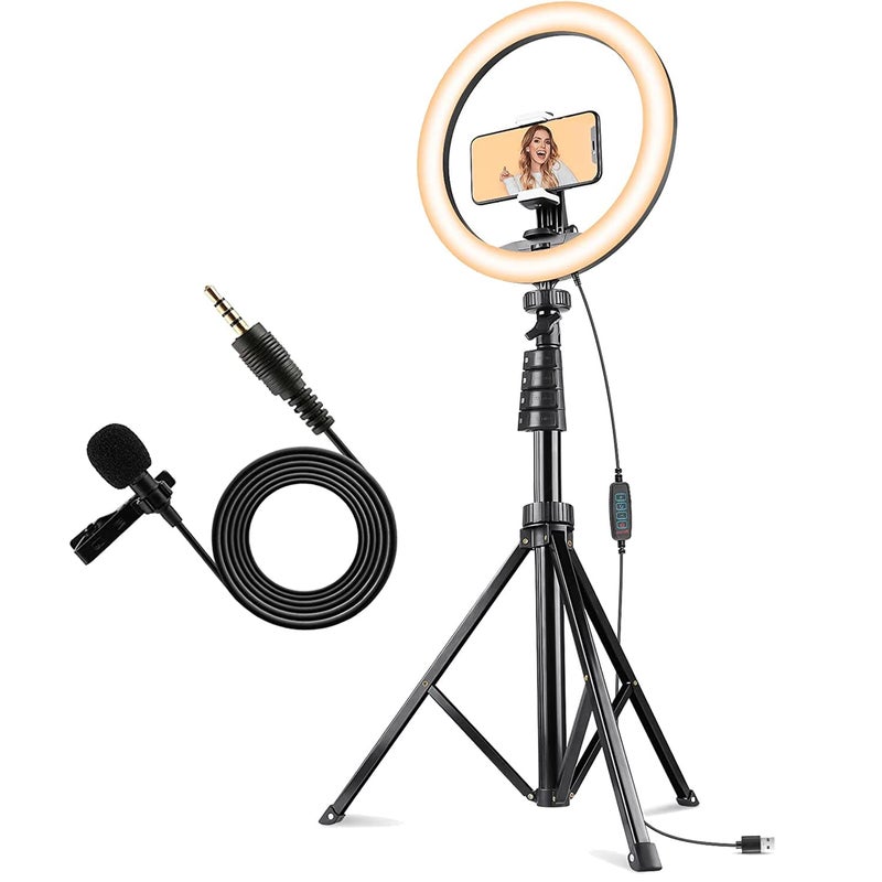 DDLC Ring Light 12" with Tripod 5m Collar mic Stand for Video Shooting Professional Studio Light with Tripod Photography Halo YouTube ringlight kit for YouTube Instagram Accessories (12inch mic) - Image 1