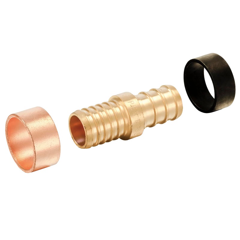 EFIELD 10Pack EFIELD 12 Pex X 12 Polybutylene Transition Brass Coupling with Rings For Connect Pex and PB PipePEX1807495 - Image 2