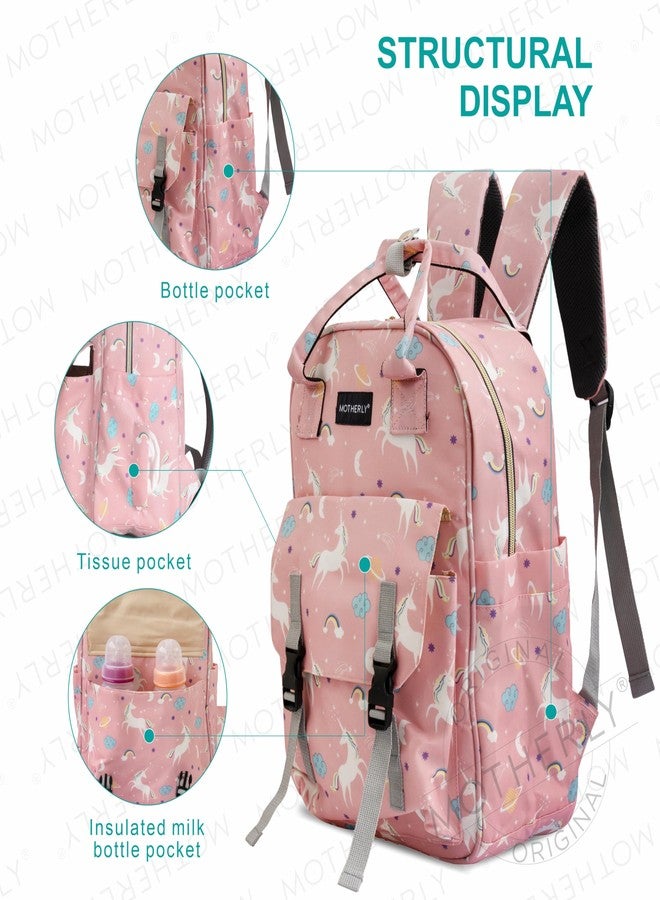 Motherly Printed Diaper Bag for Mothers for Travel, Maternity Bag for Newborn Baby, Mothers Travelling Bag, Multiple Pocket Water Resistant Baby Bag, Hospital Bag for moms (Unicorn Pink) - Image 3