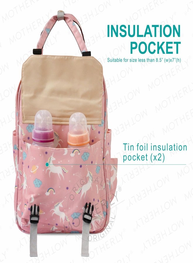 Motherly Printed Diaper Bag for Mothers for Travel, Maternity Bag for Newborn Baby, Mothers Travelling Bag, Multiple Pocket Water Resistant Baby Bag, Hospital Bag for moms (Unicorn Pink) - Image 4