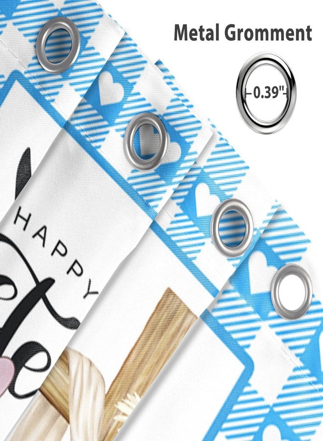 Renaiss 72x72 Inch Happy Easter Shower Curtain for Bathroom Cute Rabbit Colorful Eggs Floral Grass Holy Cross Truck Shower Curtain Home Bathroom Decor Waterproof Polyester Fabric with 12 Hooks - Image 4