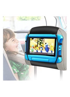 Backseat kids tablet holder with anti-slip strap and restraint net, angle adjustable, fits all tablets