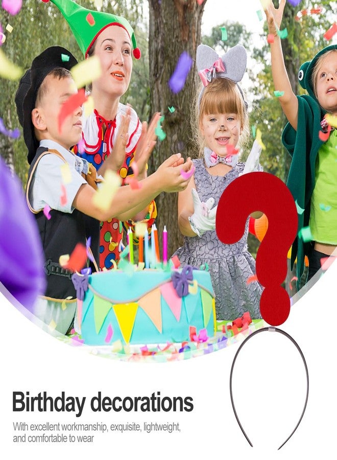 أموسفون طوق رأس على شكل علامة استفهام من قطعتين من آموسفن، مثالي لحفلات التصوير، طوق رأس لحفلات الكريسماس، طوق شعر، قطعة رأس تنكرية، هدايا للحفلات، أحمر - Image 3