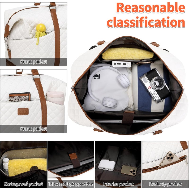 Stuery Weekender Bags for Women with Toiletry Bags Large Overnight Bags Travel Duffel Bag Carry On Shoulder Weekend Tote with Shoe Compartment and Wet Pocket for Girls Airplane Traveling, Gym - Image 3
