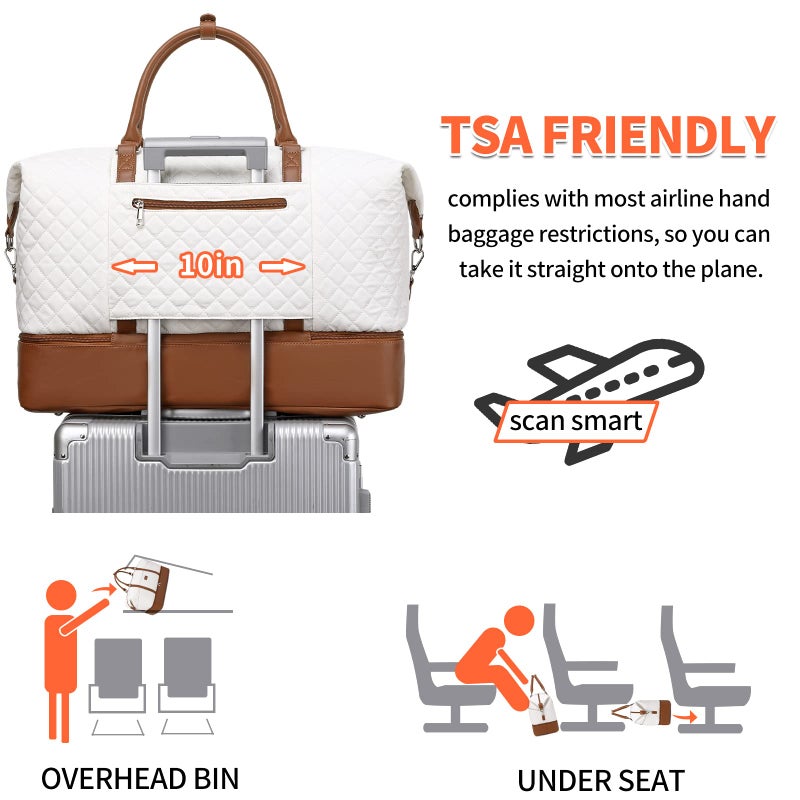 Stuery Weekender Bags for Women with Toiletry Bags Large Overnight Bags Travel Duffel Bag Carry On Shoulder Weekend Tote with Shoe Compartment and Wet Pocket for Girls Airplane Traveling, Gym - Image 5