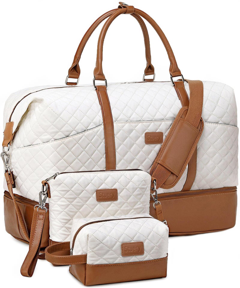 Stuery Weekender Bags for Women with Toiletry Bags Large Overnight Bags Travel Duffel Bag Carry On Shoulder Weekend Tote with Shoe Compartment and Wet Pocket for Girls Airplane Traveling, Gym - Image 1