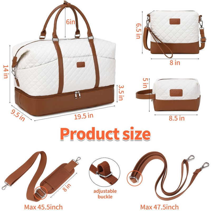 Stuery Weekender Bags for Women with Toiletry Bags Large Overnight Bags Travel Duffel Bag Carry On Shoulder Weekend Tote with Shoe Compartment and Wet Pocket for Girls Airplane Traveling, Gym - Image 2