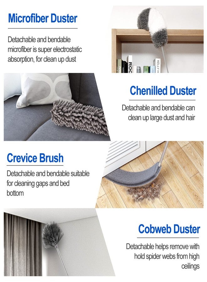 DTZERT Microfiber Duster Kit (11PCS) - Washable Dusters with Extension Pole (30 to 100 in) for Cleaning Ceilings, Fans, Furniture - Image 3