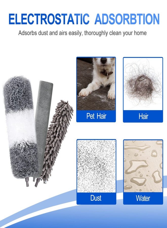 DTZERT Microfiber Duster Kit (11PCS) - Washable Dusters with Extension Pole (30 to 100 in) for Cleaning Ceilings, Fans, Furniture - Image 5