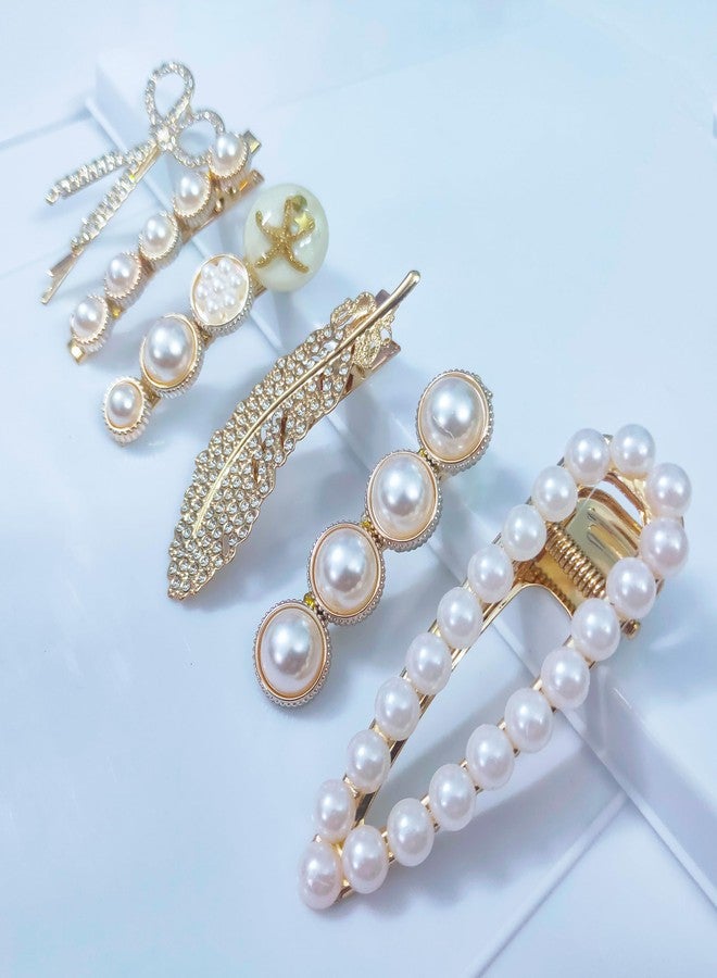JPV 15 PCS Premium Korean stylish Hair Clips For Women's And Girls, Multicolor 15 Piece Set Korean Style Pearl Metal Hair clips, Plastic Pearl Barrettes Hairpin for Women & Girls - Image 3