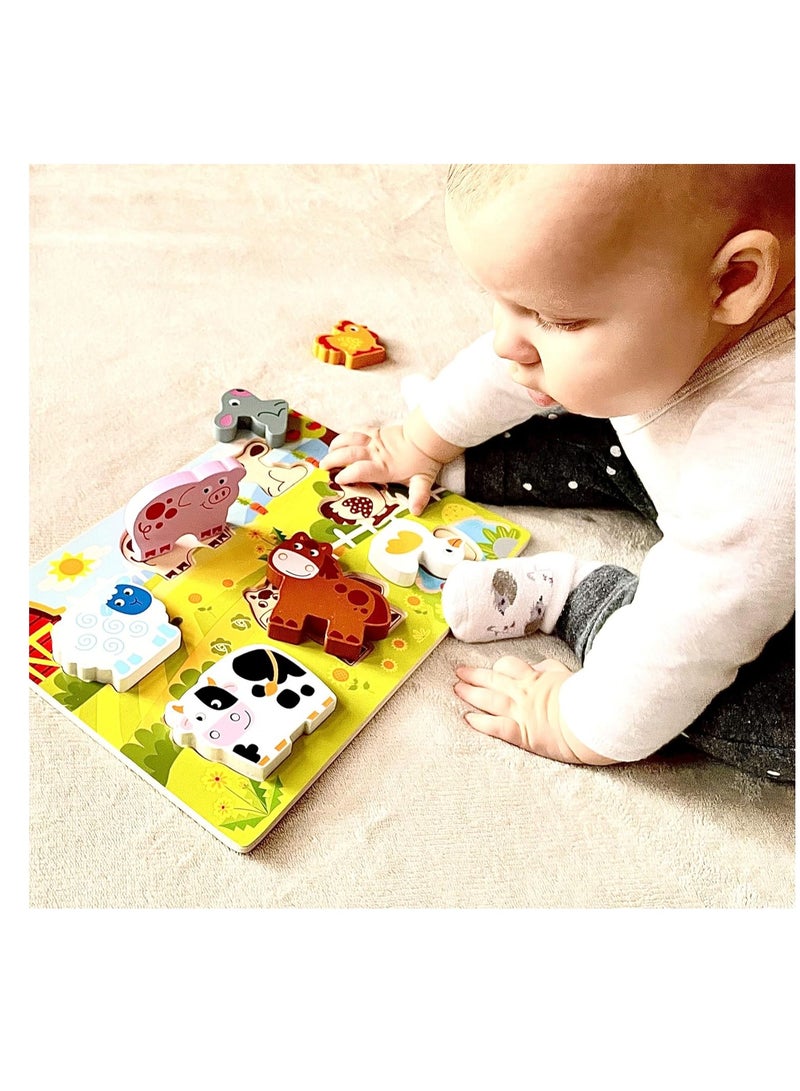 Large Safari Animals Wooden Puzzle with Rabbits and Other Animals for Kids 1+ RBG - Image 3