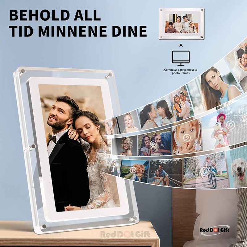 Red Dot Gift® 5 Inch Digital Picture Frame, Acrylic Video Frame, 8GB Memory, 1000mAh Built-in Battery, Perfect for Home Decor and Heartfelt Gifts (5 Inch / 1000mAh) - Image 2