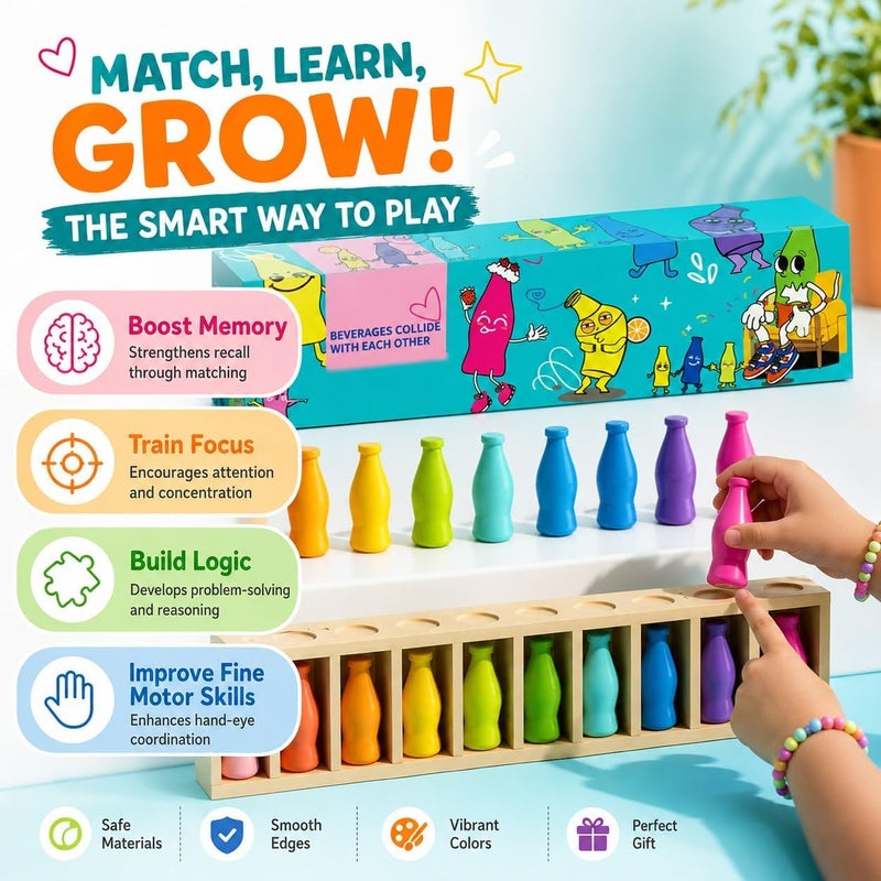 MIANQI Bottle Matching Challenge Game, Color Matching Family Game, Group Party Game, Fun Engaging Activity for Kids and Adults, for Family Gatherings - Image 4
