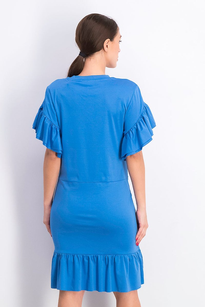 Scotch & Soda Women Plain Flounce Dress, Mirage Blue - Image 3