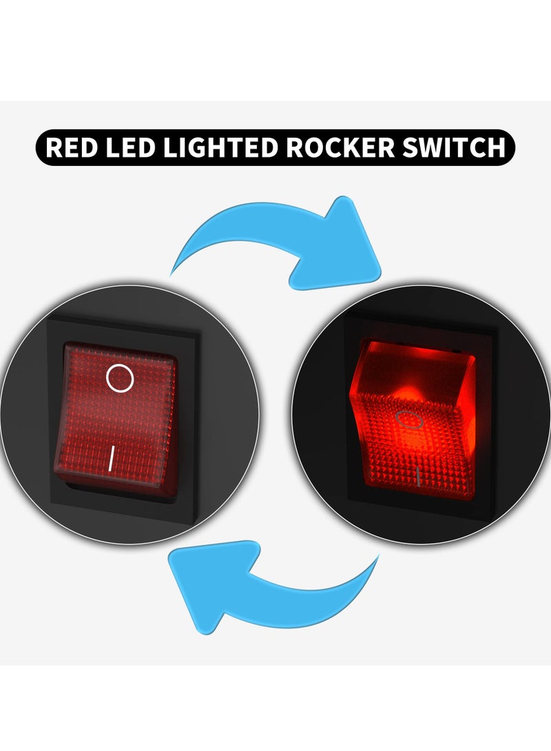 SYOSI 12V 30A Rocker Switch, 4 Pin Red LED Lighted Rocker Toggle Switch, DPST Heavy Duty 30 Amp 12 Volt Rocker Switch, Waterproof Toggle Plug for Car RV Home (5pcs) - Image 5