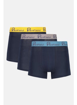Men Brand Logo 3 Piece Boxer, Navy Combo