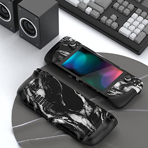 PlayVital Full Set Protective Skin Decal for Steam Deck LCD, Custom Stickers Vinyl Cover for Steam Deck OLED - Black Watercolor Marble - Image 3