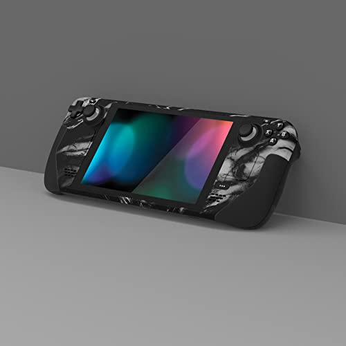 PlayVital Full Set Protective Skin Decal for Steam Deck LCD, Custom Stickers Vinyl Cover for Steam Deck OLED - Black Watercolor Marble - Image 2