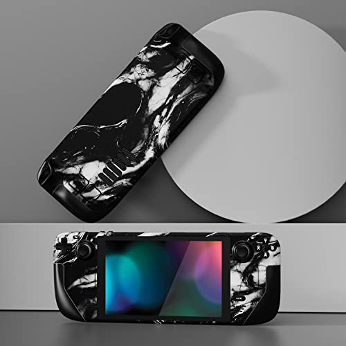 PlayVital Full Set Protective Skin Decal for Steam Deck LCD, Custom Stickers Vinyl Cover for Steam Deck OLED - Black Watercolor Marble - Image 4