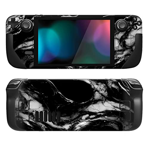 PlayVital Full Set Protective Skin Decal for Steam Deck LCD, Custom Stickers Vinyl Cover for Steam Deck OLED - Black Watercolor Marble - Image 1