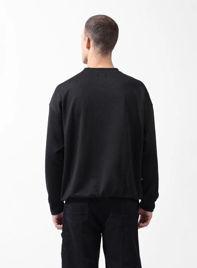 ذا انديان كراج كو Men Relaxed Fit Self Design Crew Neck Full Sleeves Sweatshirt