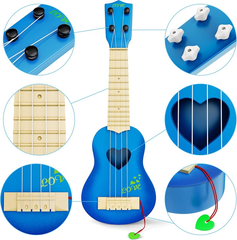 YEZI Kids Toy Classical Ukulele Guitar Musical Instrument, Blue - Image 3