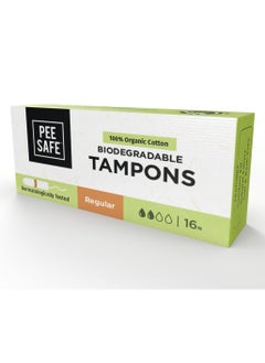 PEESAFE PeeSafe 100% Organic Cotton Tampons, Comfortable & Stain-Free, Biodegradable, Dermatologically tested, Light to Medium Flow Regular Size, 16 Tampons Pack Of 3  - Image 3