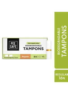 PEESAFE PeeSafe 100% Organic Cotton Tampons, Comfortable & Stain-Free, Biodegradable, Dermatologically tested, Light to Medium Flow Regular Size, 16 Tampons Pack Of 3  - Image 2