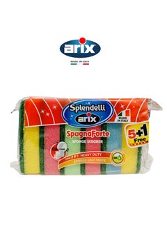 arix Arix Synthetic Sponge Scourer – Color 5+1 PCS, Heavy-Duty Cleaning 