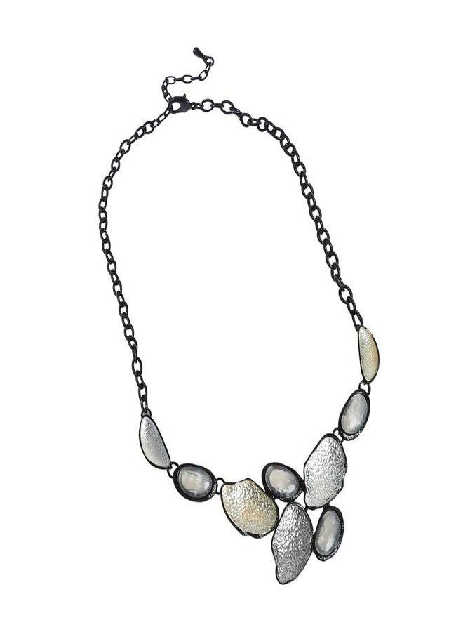 SOHI Women's Dented Stone Necklace For Casual Wear | Gold & Silver Colour | Alloy Material | Lobster Clasp Closure | Artificial Stones Necklace | Necklace For Woman & Girls (9920) - Image 1