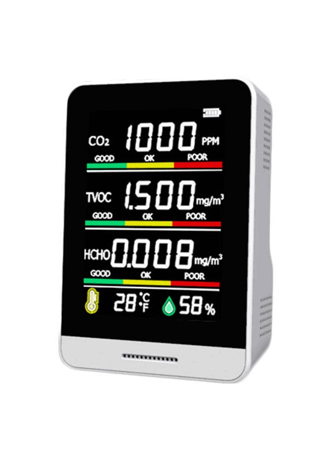 Generic CO2 Detector TVOC HCHO Temperature Humidity Detecting Tool Intelligent Home Desktop Indoor Outdoor High Accurancy Quick Detect Air Quality Monitor Multipurpose Detection Tool  - Image 1