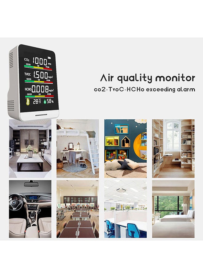 Generic CO2 Detector TVOC HCHO Temperature Humidity Detecting Tool Intelligent Home Desktop Indoor Outdoor High Accurancy Quick Detect Air Quality Monitor Multipurpose Detection Tool  - Image 3