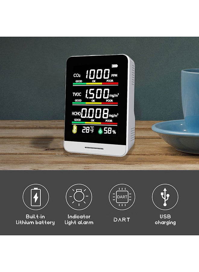 Generic CO2 Detector TVOC HCHO Temperature Humidity Detecting Tool Intelligent Home Desktop Indoor Outdoor High Accurancy Quick Detect Air Quality Monitor Multipurpose Detection Tool  - Image 4