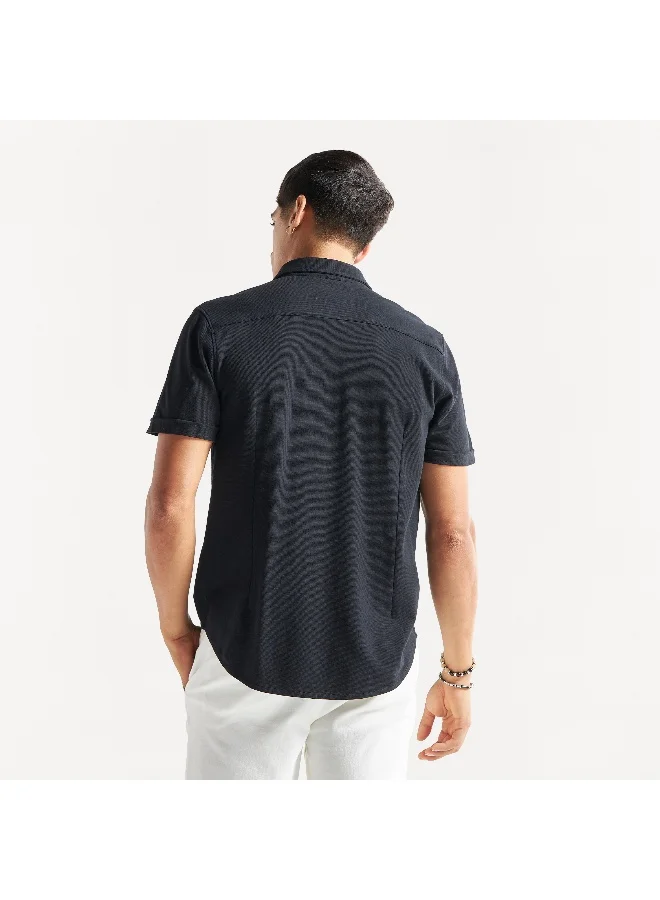 Splash FAV Textured Shirt with Short Sleeves