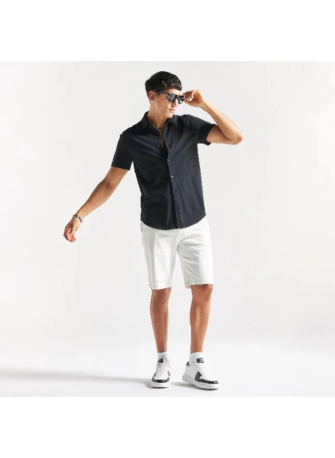 Splash FAV Textured Shirt with Short Sleeves