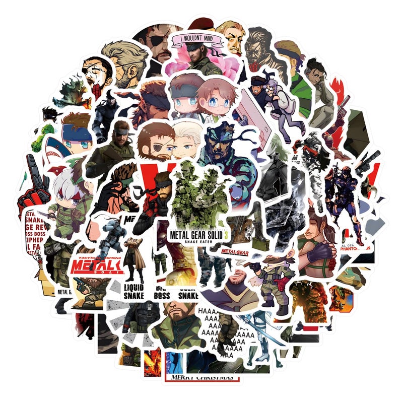 BLCAFEE 65Pcs Metal Gear Solid Stickers Pack Aesthetics Graffiti Waterproof Vinyl Decal for Birthday Party Supplies Decoration Favors for Water Bottles Laptop Suitcase Scrapbooking - Image 2