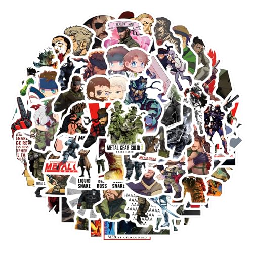 BLCAFEE 65Pcs Metal Gear Solid Stickers Pack Aesthetics Graffiti Waterproof Vinyl Decal for Birthday Party Supplies Decoration Favors for Water Bottles Laptop Suitcase Scrapbooking - Image 1