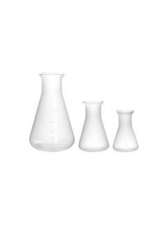 Erlenmeyer Flask, 3 Pack Clear Scale Plastic Conical Flask for Laboratory School Educational Learning Standard Capacity 50ml+100ml+500ml