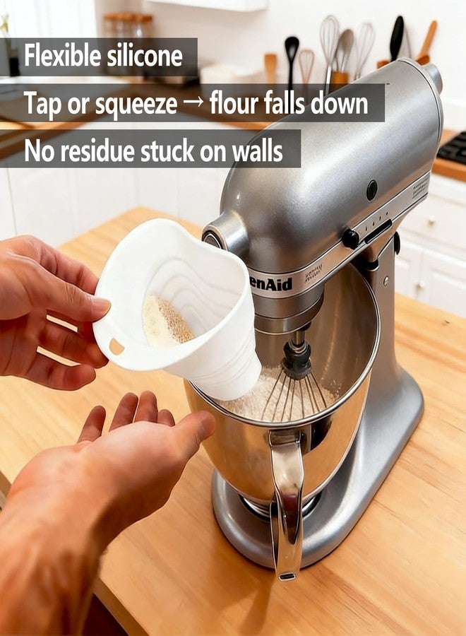 Leffis Flour Funnel for KitchenAid Mixer, Food-Grade Silicone Funnel Attachment, Foldable Pouring Tool for Mess-Free Baking While Mixing, Dishwasher Safe, White - Image 5